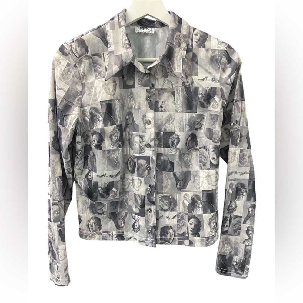 Michelangelo art collage print shirt B/W size S